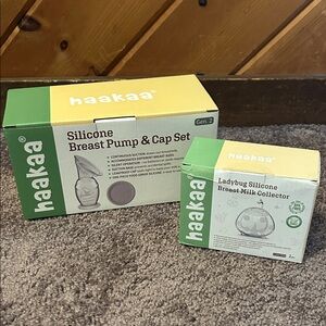 Haakaa silicone handheld pump & cap set and ladybug collector NWT